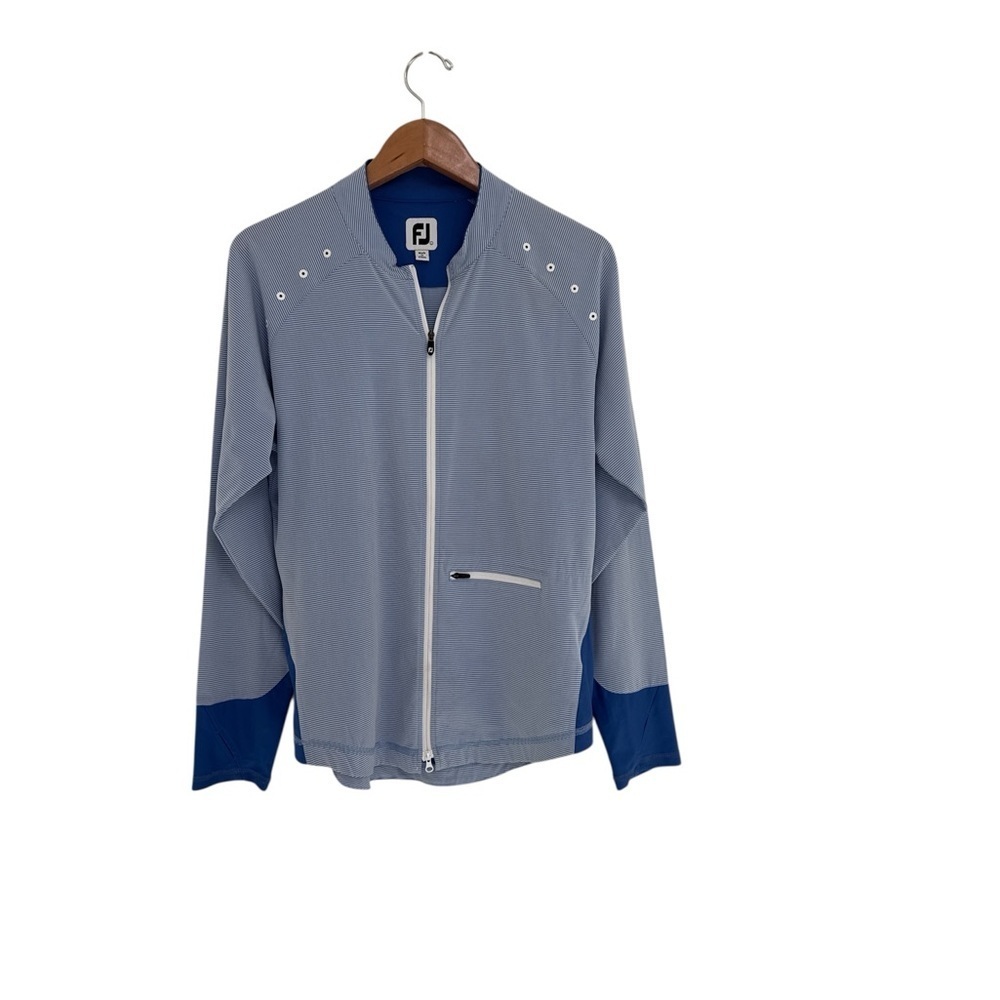 FootJoy FJ Women's White & Blue Long Sleeve Full Zip Lightweight Golf Jacket